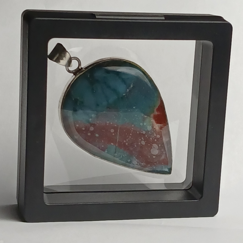 Sterling Teardrop Multicolor Bloodstone Pendant - Women Jewelry